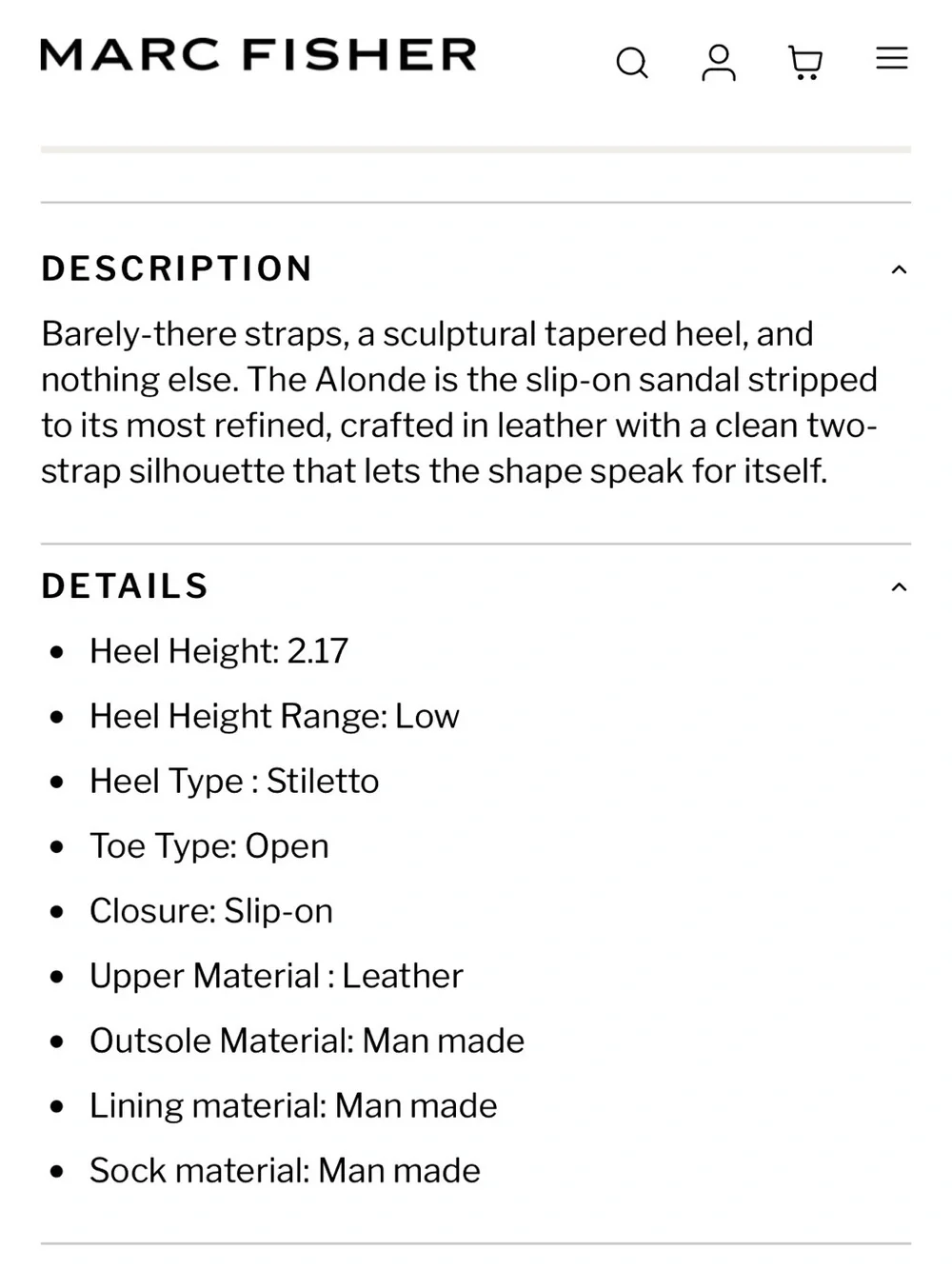 NWOT Marc Fisher Alonde Leather Heeled Slide Sandal 7
